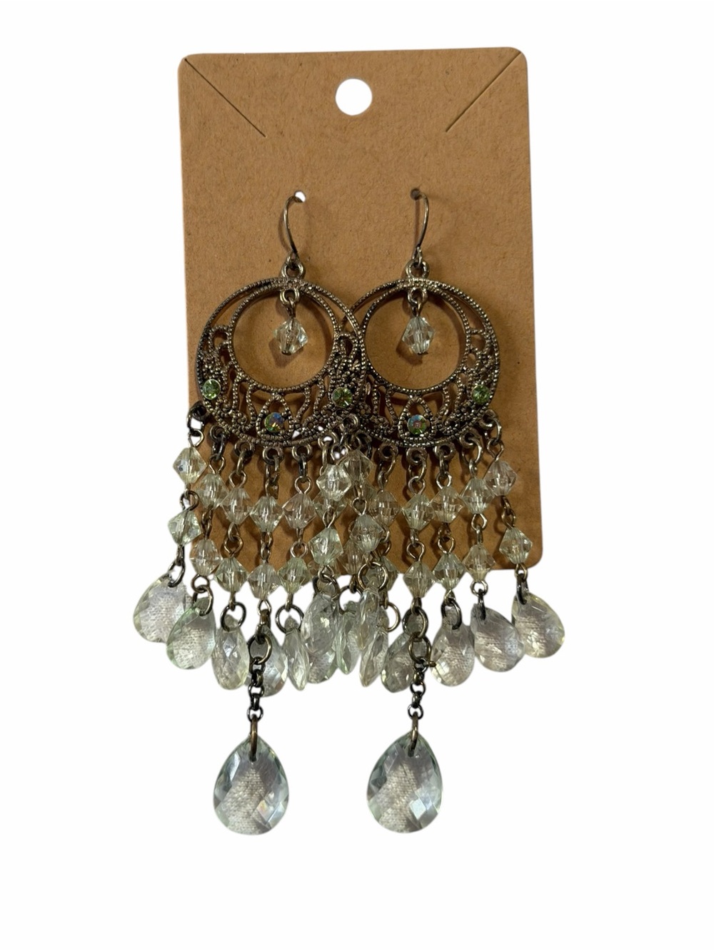 Bohemian Crystal Chandelier Earrings - Silver Clear